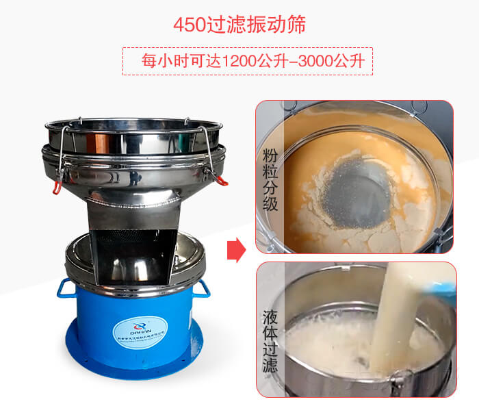 450過濾振動篩粉狀，液體物料篩分過濾展示圖